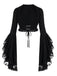 Cape gothique noire en dentelle à manches cloche années 1970