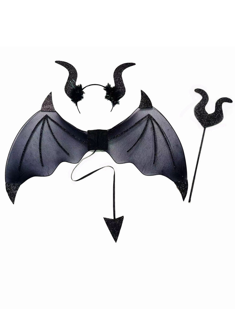 Ensemble d’accessoires cosplay ailes de démon chauve-souris pour Halloween