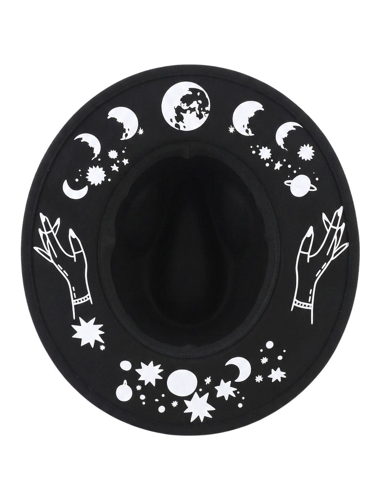 Chapeau gothique noir à imprimé Halloween