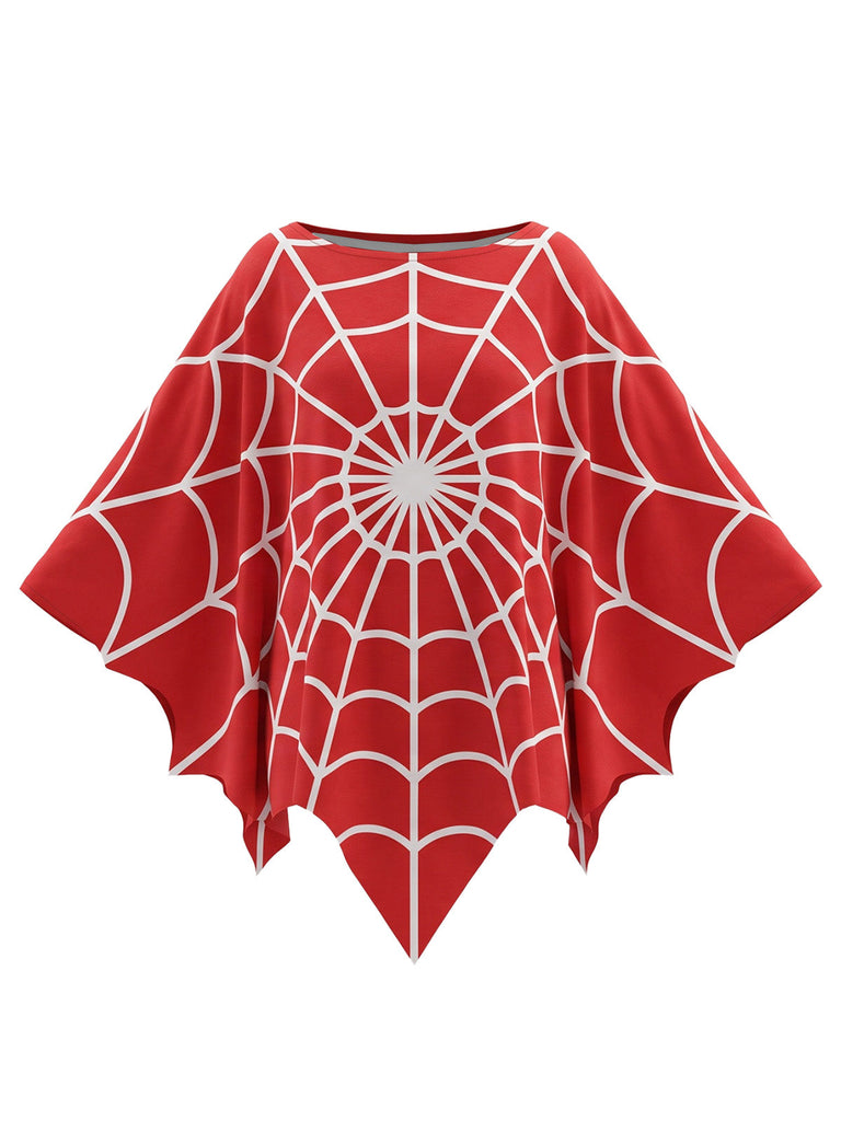 Cape poncho gothique d’Halloween à toile d’araignée années 1970