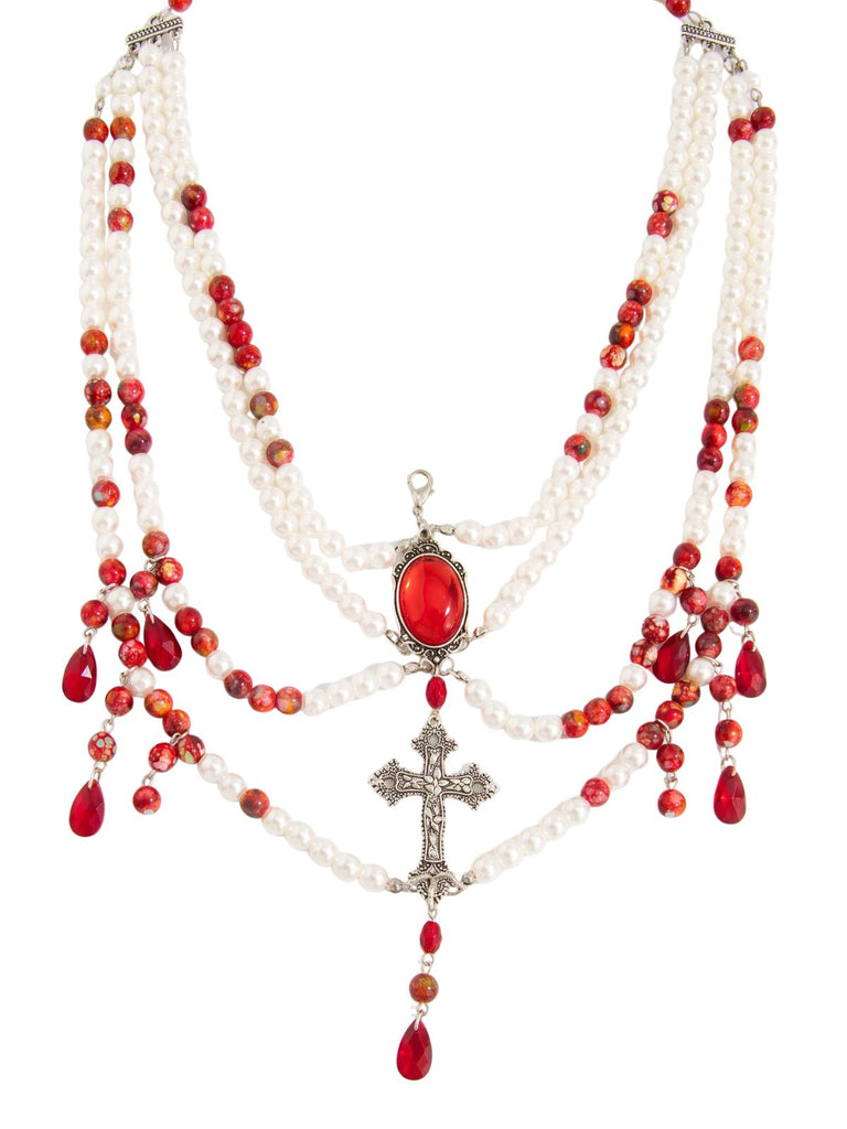 Chaîne de taille d’Halloween à perles, croix et pierres précieuses