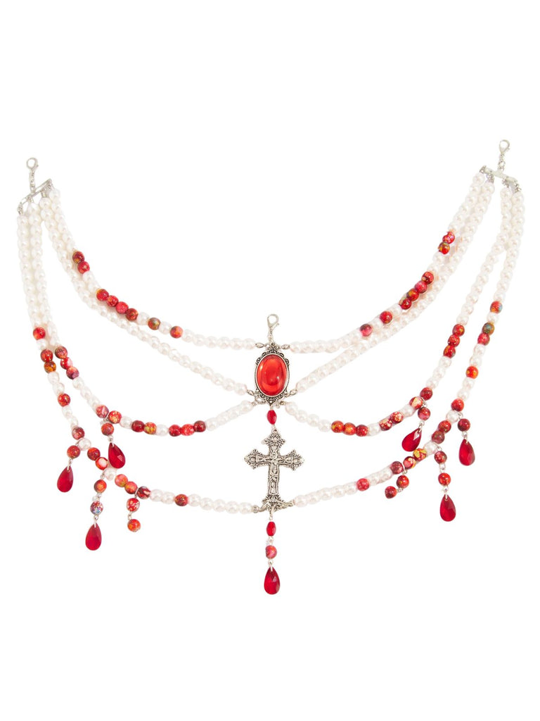 Chaîne de taille d’Halloween à perles, croix et pierres précieuses