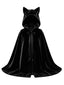 Cape gothique noire pour Halloween tissu peluche capuche oreilles chat années 1930