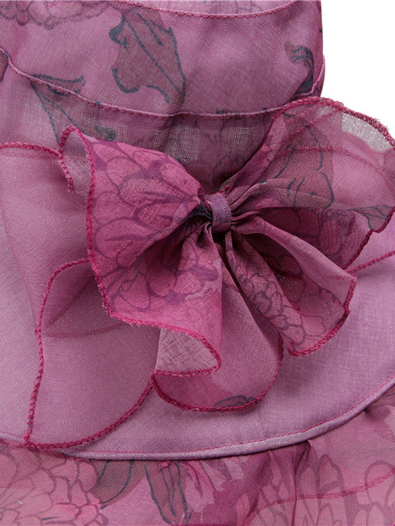 Chapeau de soleil en mousseline de soie florale à nœud vintage