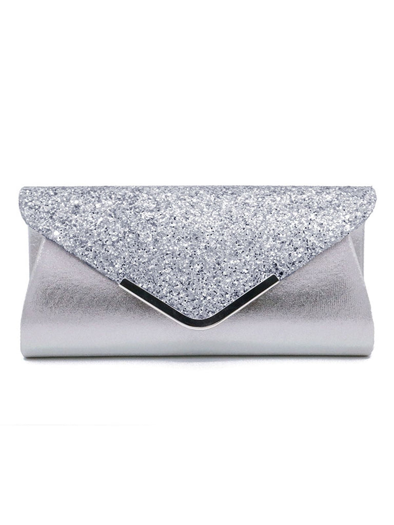 Pochette de soirée en cuir à paillettes rétro