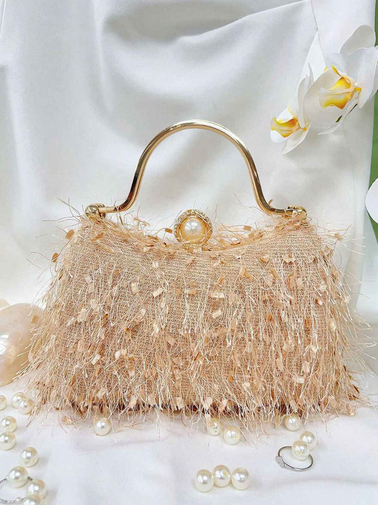 Sac de soirée à poignée avec pompon vintage