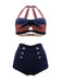 Femmes Maillot de Bain Bikini Retro A Licou Taille Haute