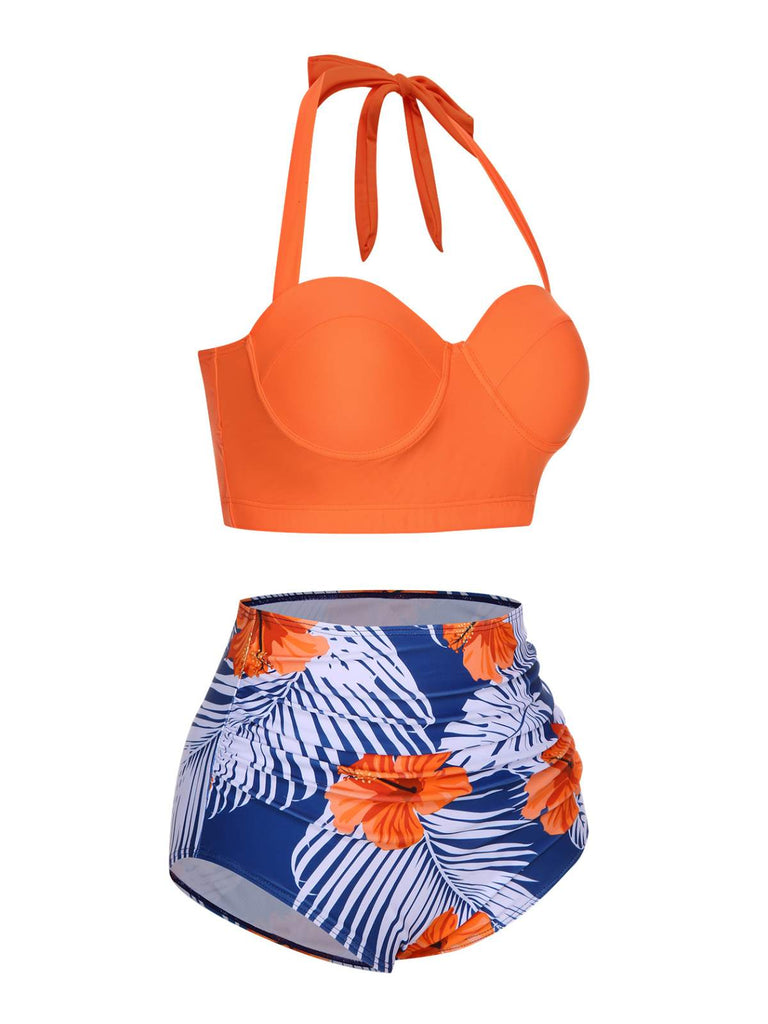 Maillot de Bain Floral à Col Licou