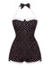 [Prévente] Noir Halter à Pois Nœud Maillot de Bain Une Pièce Années 1950
