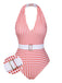 [Prévente] Maillot de bain une pièce rouge Carreaux Vintage À Col Licou