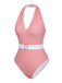 [Prévente] Maillot de bain une pièce rouge Carreaux Vintage À Col Licou