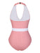 [Prévente] Maillot de bain une pièce rouge Carreaux Vintage À Col Licou