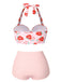 Ensemble de Bikini Plissé à Lacets Fraise