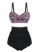 Ensemble Bikini à Bretelles Fines Rayé Rose Années 1950
