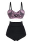 Ensemble bikini rose à fines bretelles et rayures années 1950