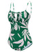 Maillot de bain à bretelles à lacets Green Leaf des années 1960