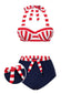 [Prévente] Ensemble de bikinis à nœud rayé rouge et bleu des années 1940