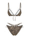 [Prévente] Ensemble bikini léopard dentelle marron années 1970