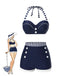 [Prévente] Maillot de bain patchwork bleu style marine années 1940