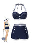 [Prévente] Maillot de bain patchwork bleu style marine années 1940