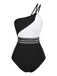[Prévente] Maillot de bain noir et blanc asymétrique à découpes des années 1960