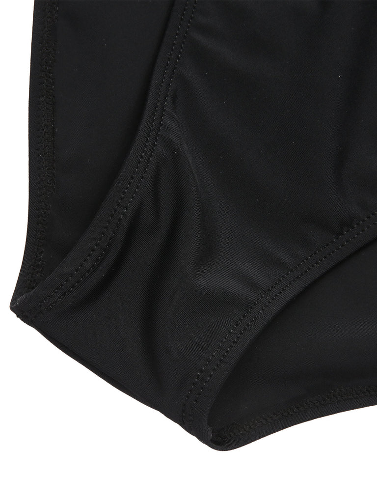 [Prévente] Maillot de bain noir et blanc asymétrique à découpes des années 1960