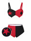 [Prévente] Ensemble de bikinis géométriques noir et rouge des années 1960