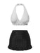 [Prévente] Maillot de bain blanc et noir à jupe volantée à pois des années 1940