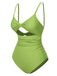 [Prévente] Maillot de bain une pièce ajouré vert uni nœud années 1930