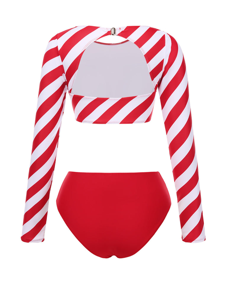 [Prévente] Maillot de bain col bateau à rayures rouges des années 1970