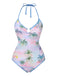 [Prévente] Maillot de bain hawaïen dos nu motif cocotiers des années 1970