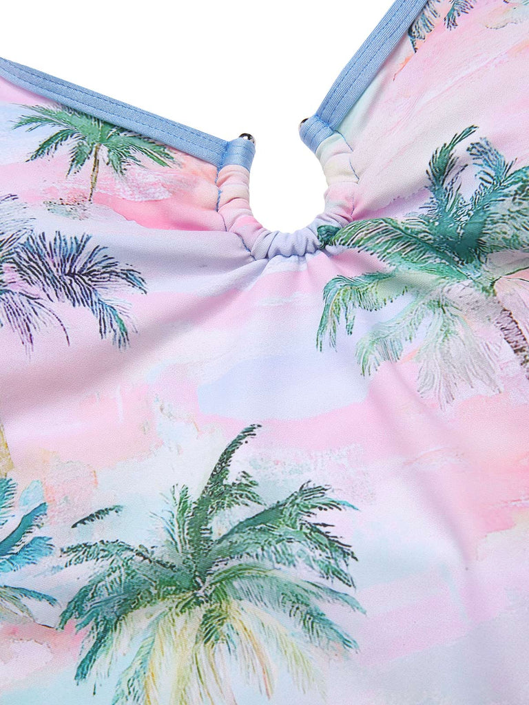 [Prévente] Maillot de bain hawaïen dos nu motif cocotiers des années 1970