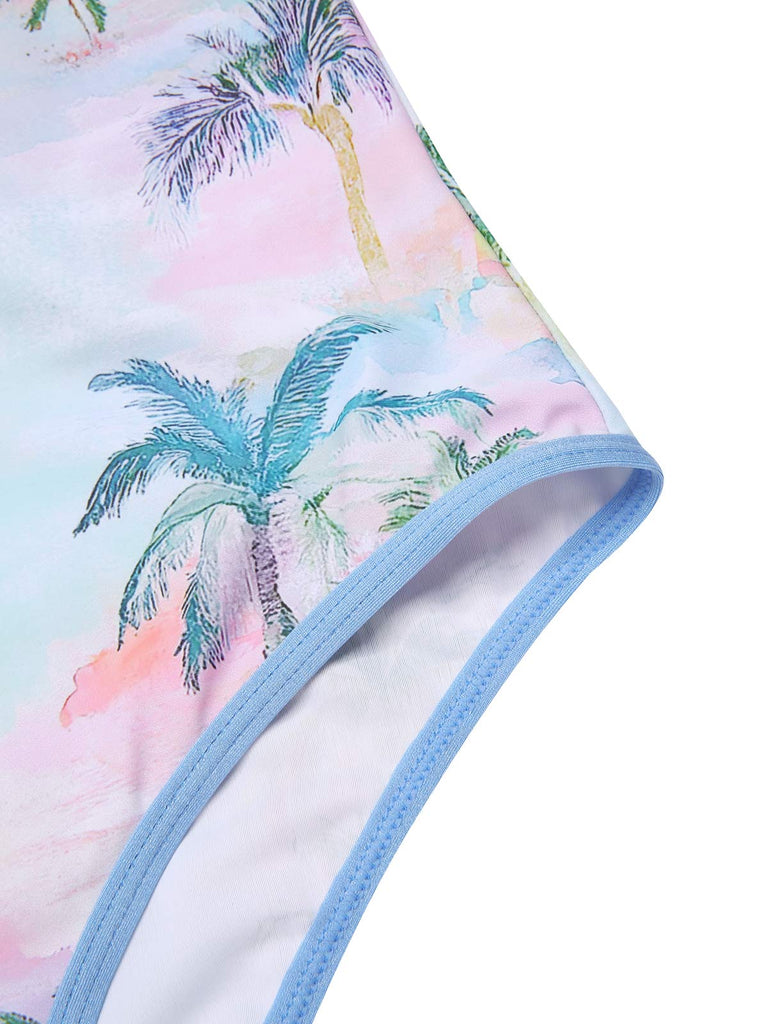 [Prévente] Maillot de bain hawaïen dos nu motif cocotiers des années 1970