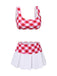 [Prévente] Ensemble Tankini plissé vichy rouge des années 1970
