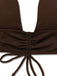 Ensemble bikini marron uni col V profond à lacets dos nu années 1950