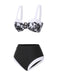 [Prévente] Ensemble bikini noir à motif floral Hepburn des années 1940