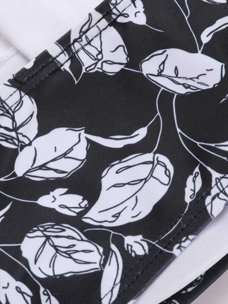 [Prévente] Ensemble bikini noir à motif floral Hepburn des années 1940