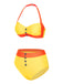 [Prévente] Ensemble bikini dos nu colorblock jaune et orange années 1960