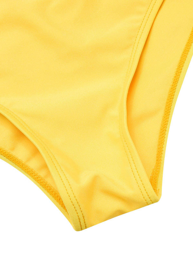 [Prévente] Ensemble bikini dos nu colorblock jaune et orange années 1960