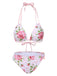 [Prévente] Ensemble bikini rose à lacets et dos nu style années 60