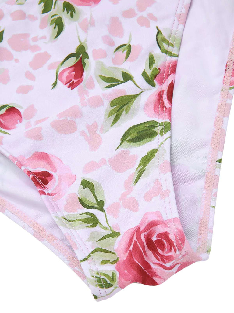 [Prévente] Ensemble bikini rose à lacets et dos nu style années 60
