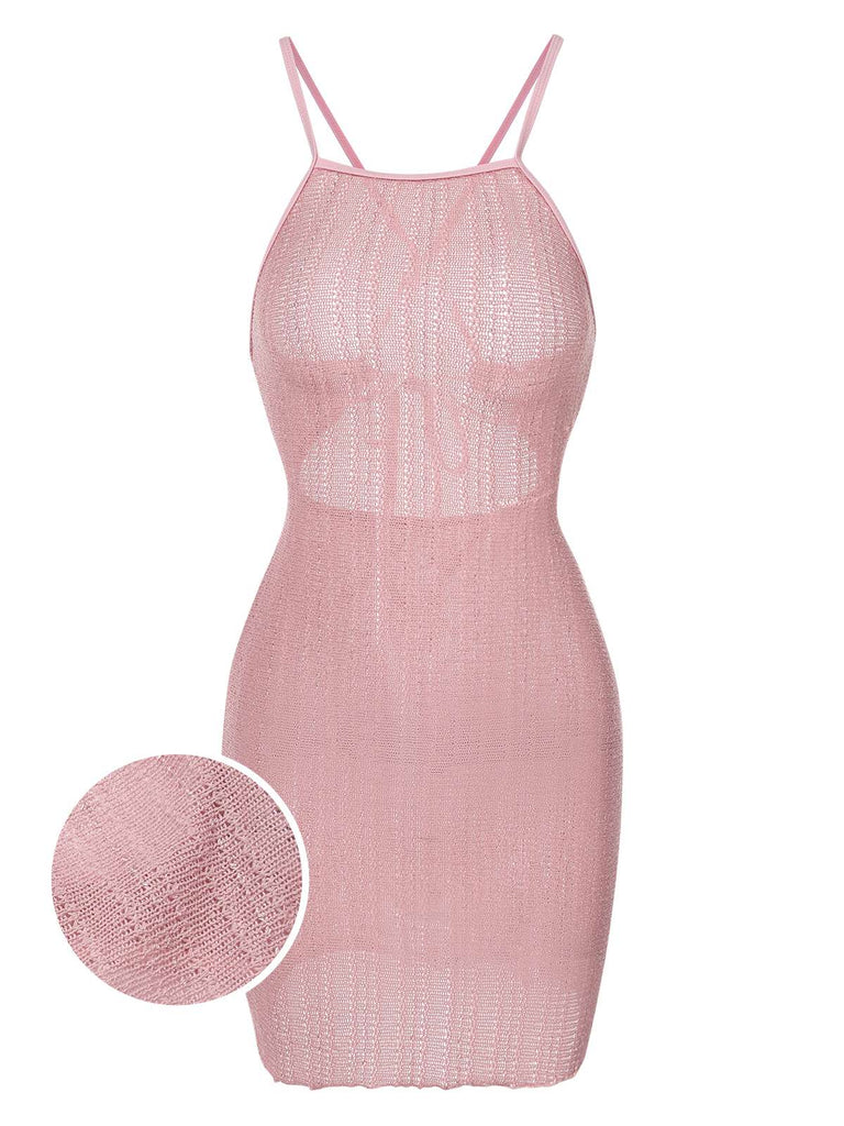 [Prévente] Cache-maillot en maille tricotée rose des années 1960