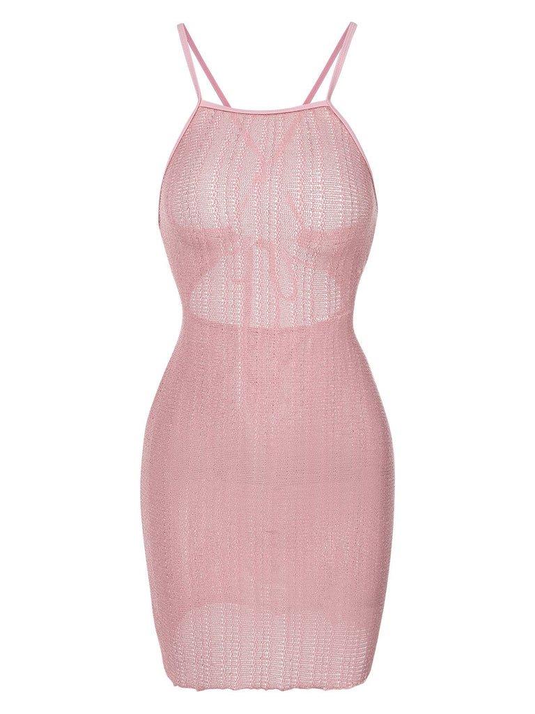 [Prévente] Cache-maillot en maille tricotée rose des années 1960