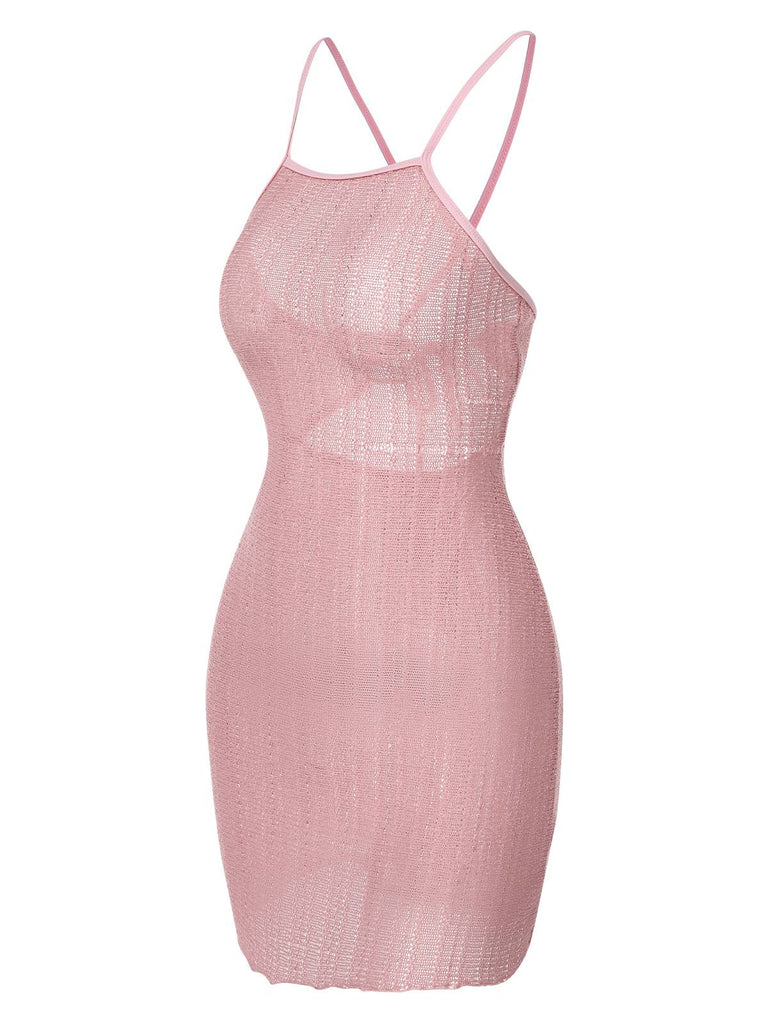 [Prévente] Cache-maillot en maille tricotée rose des années 1960