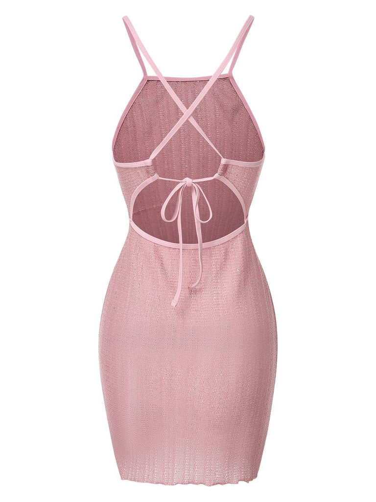 [Prévente] Cache-maillot en maille tricotée rose des années 1960
