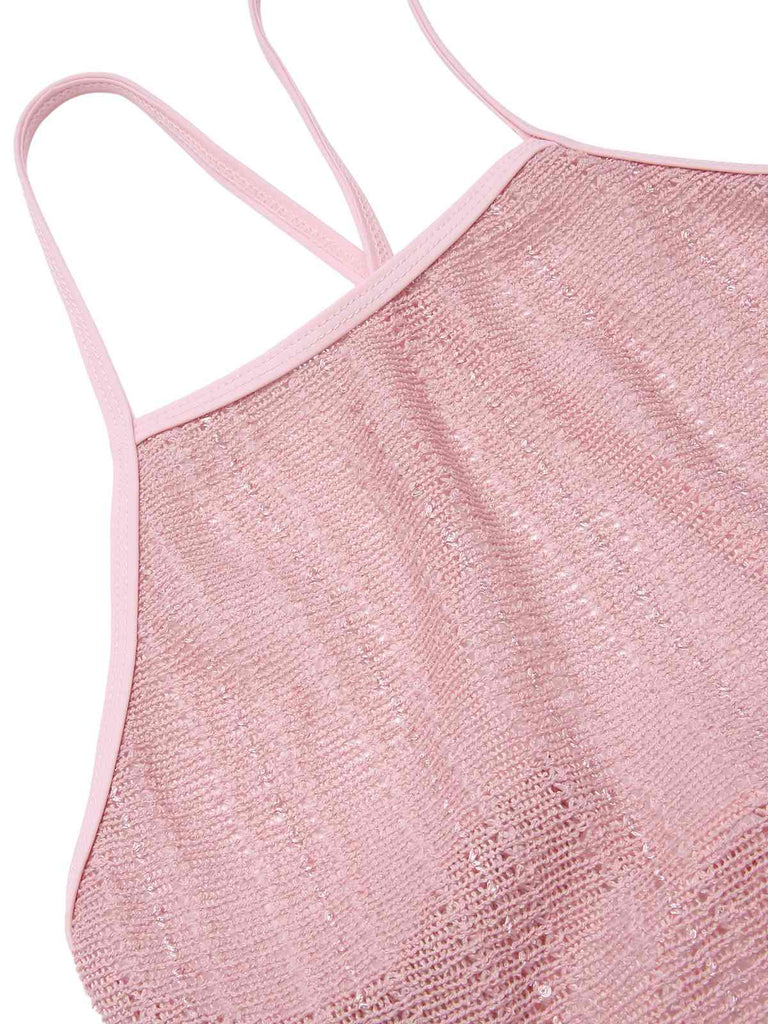 [Prévente] Cache-maillot en maille tricotée rose des années 1960