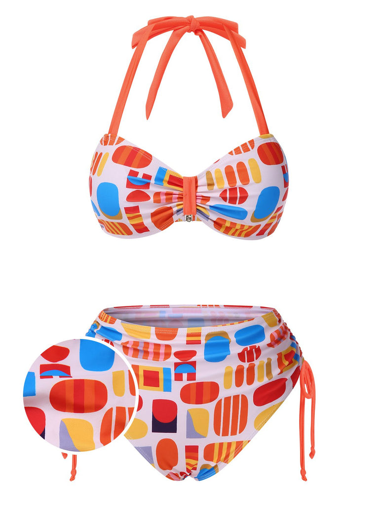 [Prévente] Ensemble de bikinis géométriques abstraits multicolores années 1970