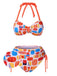 [Prévente] Ensemble de bikinis géométriques abstraits multicolores années 1970