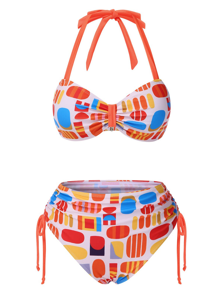 [Prévente] Ensemble de bikinis géométriques abstraits multicolores années 1970