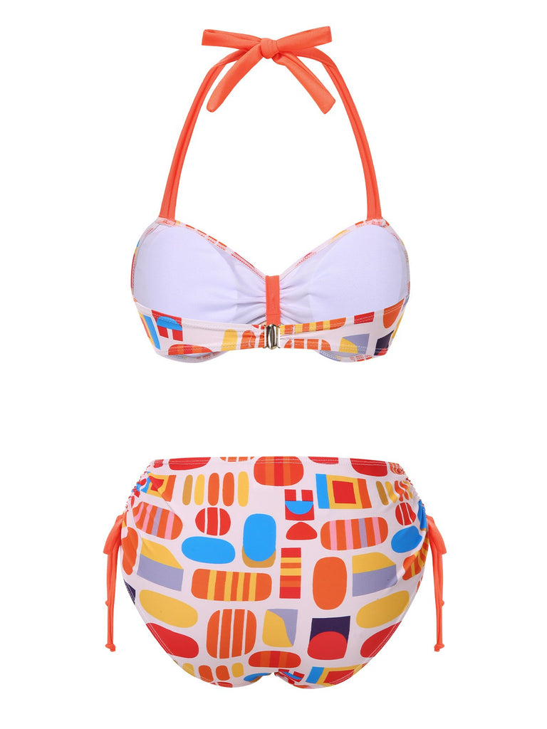 [Prévente] Ensemble de bikinis géométriques abstraits multicolores années 1970